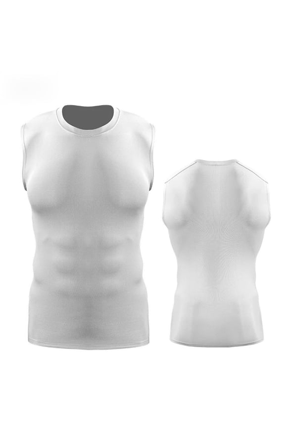 Men's Athletic Compression Shirts Crewneck Sleeveless Workout Tank Top Sports Base Layer Running Basketball Muscle Shirts for Men,XXL,White