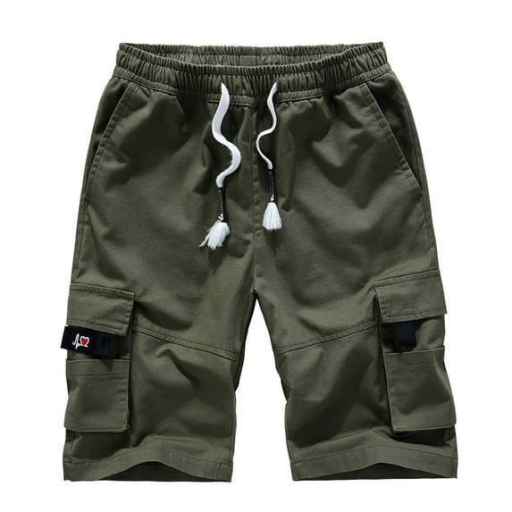 OGLCCG Men's Big & Tall Cargo Shorts Cotton Casual Drawstring Elastic Waist Regular Fit Shorts Summer Fashion Multi Pocket Outdoor Shorts