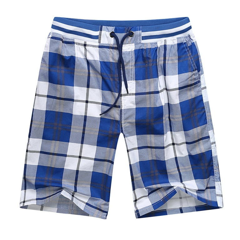 OGLCCG Men's Big Tall Lounge Shorts Summer Plaid Drawstring