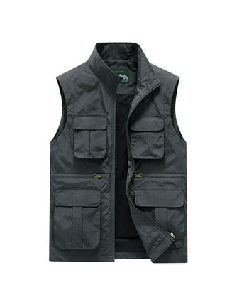 JNGSA Men's Outdoor Cargo Vest with Multi-Pocket Quick-drying Sleeveless  Vest Jacket Utility Vest for Fishing Hiking Fintness Dark Blue XXXL