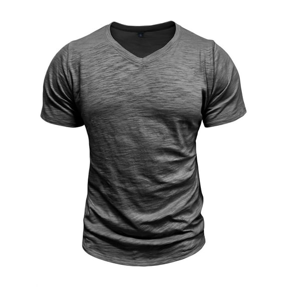 OGLCCG Men's Casual T Shirts Short Sleeve Cotton Classic V Neck T-Shirt Summer Fashion Solid Color Lightweight Vacation Beach Tees Shirt,XXXL,Dark Gray