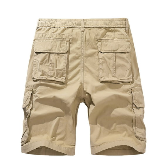 OGLCCG Men's Classic-Fit Cargo Shorts Cotton Twill Elastic Waist Straight Leg Shorts Strench Lightweight Hiking Shorts (Available in Big & Tall)