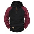 thumbnail image 1 of OGLCCG Men's Color Block Sport Hoodie Quarter Zip Long Sleeve Fleece Lined Hooded Sweatshirts Loose Fit Winter Warm Athletic Pullover Tops, 1 of 2