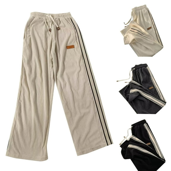 OGLCCG Men's Corduroy Sweatpants Casual Baggy Sweat Pants for Men Straight Leg Lounge Drawstring Open Bottom Jogger Pants with Pockets