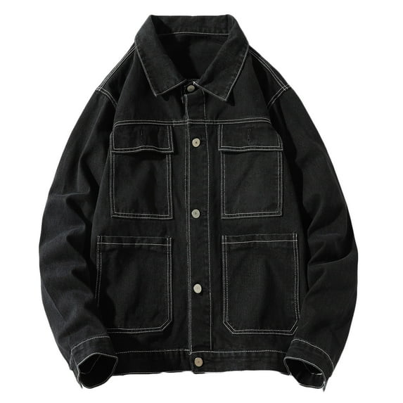 OGLCCG Men's Denim Jacket Casual Spring Fall Fashion Big&Tall Button Down Trucker Jacket Vintage Washed Jean Coat Outerwear