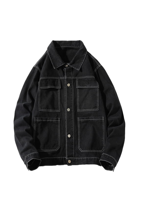 Men's Denim Jacket Casual Spring Fall Fashion Big&Tall Button Down Trucker Jacket Vintage Washed Jean Coat Outerwear