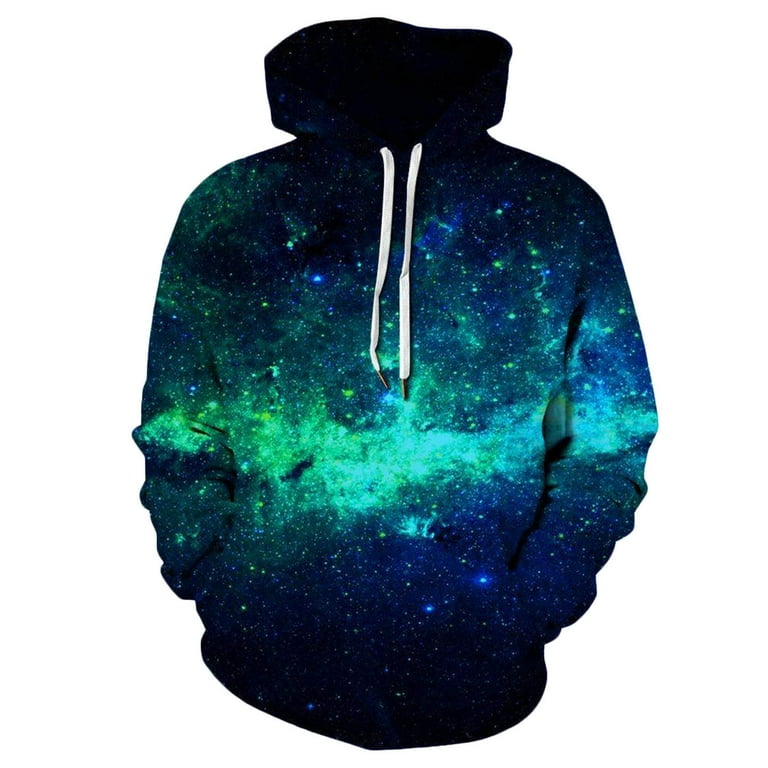 OGLCCG Men s Digital Print Hooded Sweatshirts Galaxy Pattern