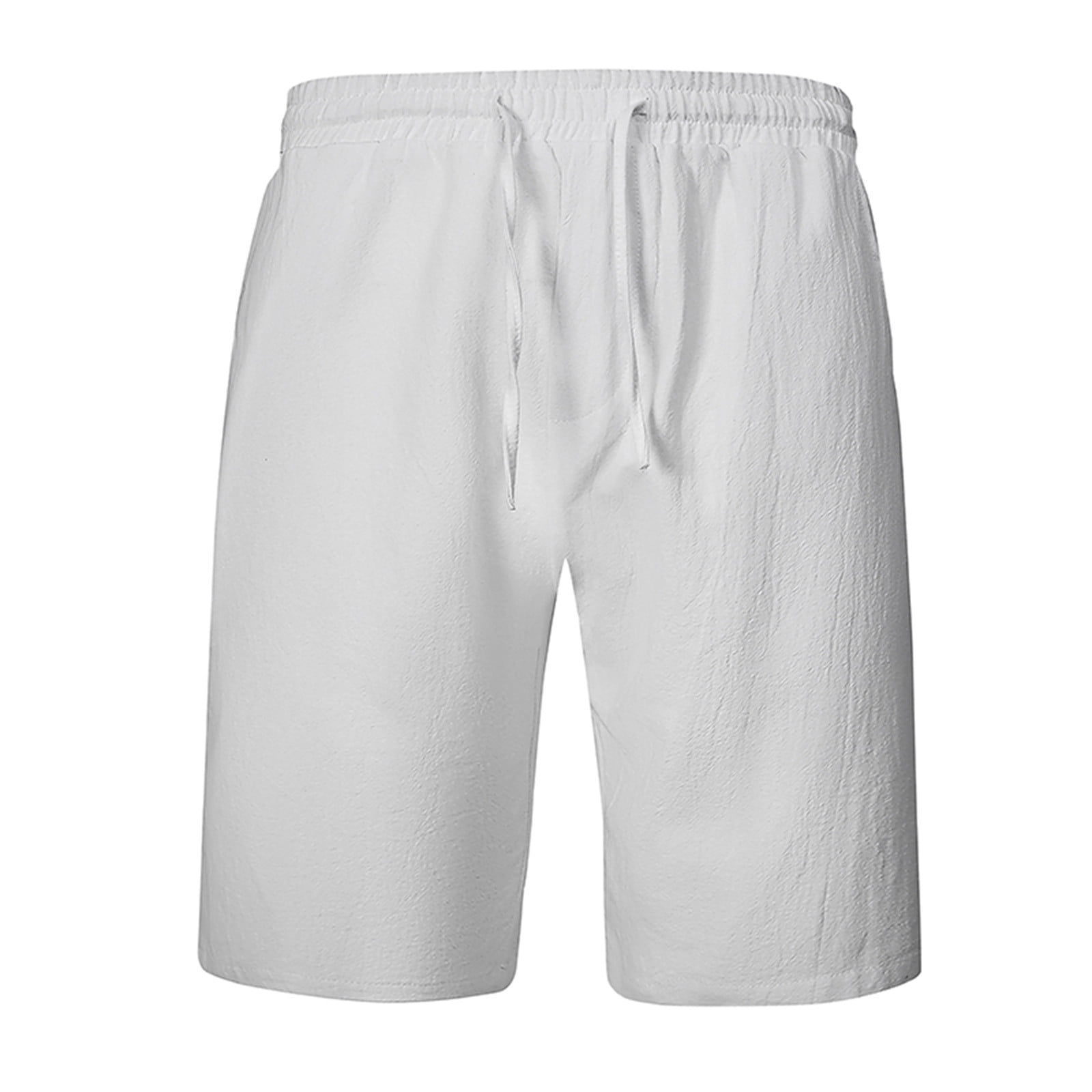 OGLCCG Men's Drawstring Cotton Linen Shorts Lightweight Loose Fit Summer Beach Shorts Casual
