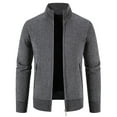 thumbnail image 1 of OGLCCG Men's Full Zip Fleece Sweater Jacket 2023 Fall Winter Knitted Thick Warm Sherpa Lined Long Sleeve Coat Casual Stand Collar Outerwear, 1 of 5