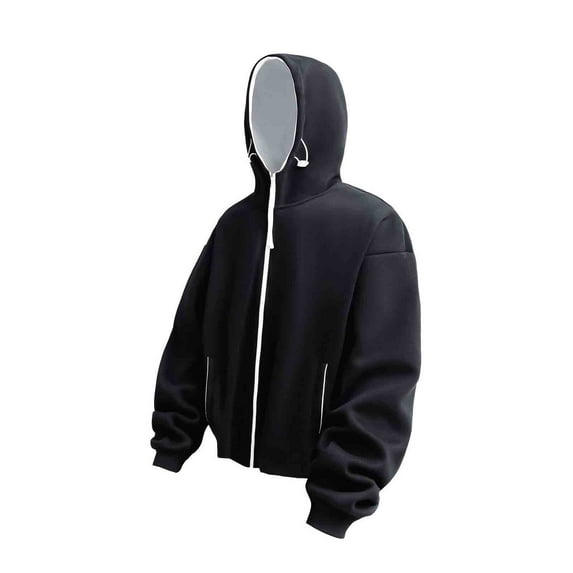 OGLCCG Men's Full Zip Hoodie Casual Long Sleeve Drawstring Hooded Sweatshirt Trendy Solid Color Athletic Workout Outerwear with Pockets,XXXL,Black