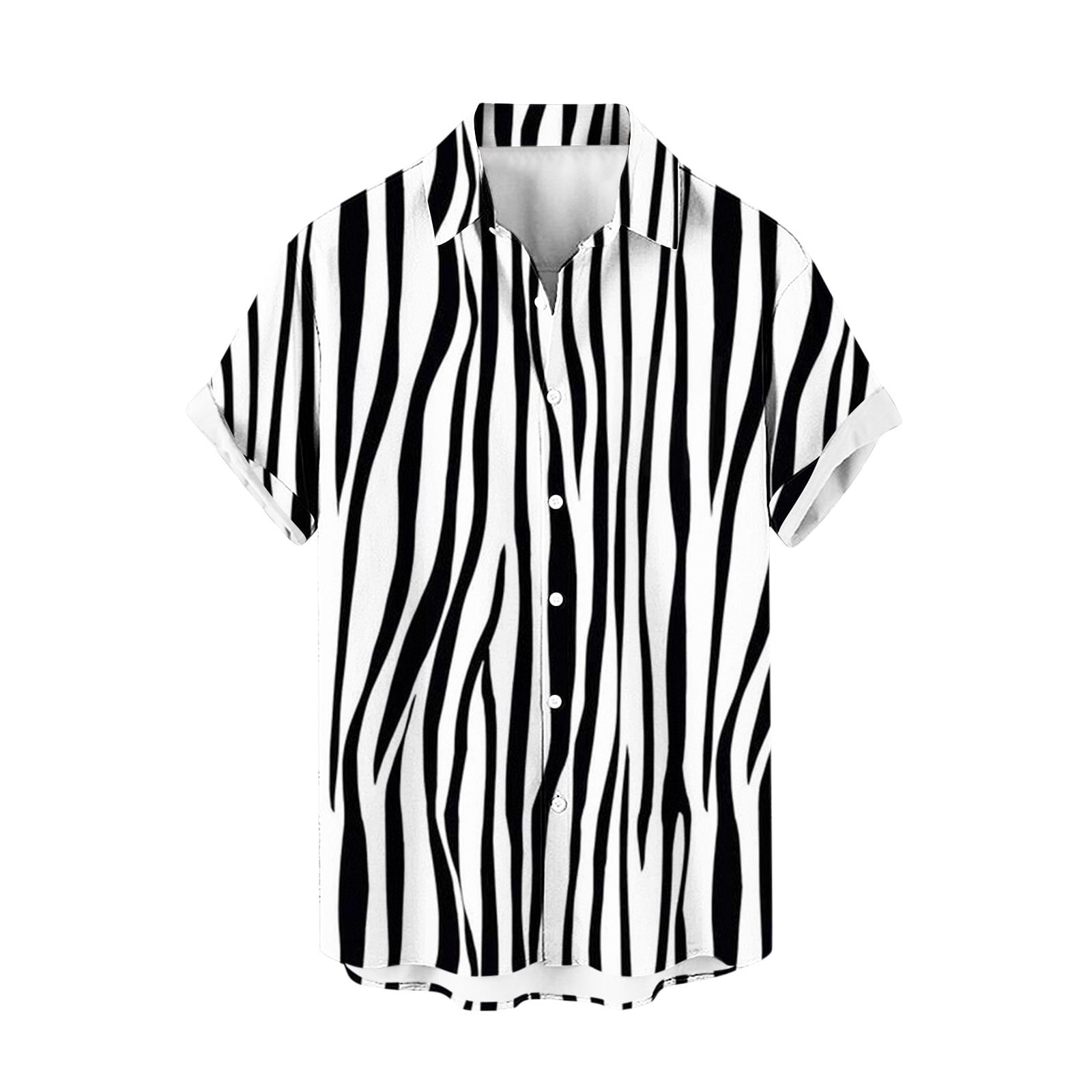 Men's Striped Floral Hawaiian Shirt - Casual Short Sleeve Button Down For Summer & Beach - View #5