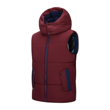 OGLCCG Men's Hooded Puffer Vest Winter Thermal Full Zip Sleeveless Down Jacket with Pockets Causal Solid Color Warm Outerwear