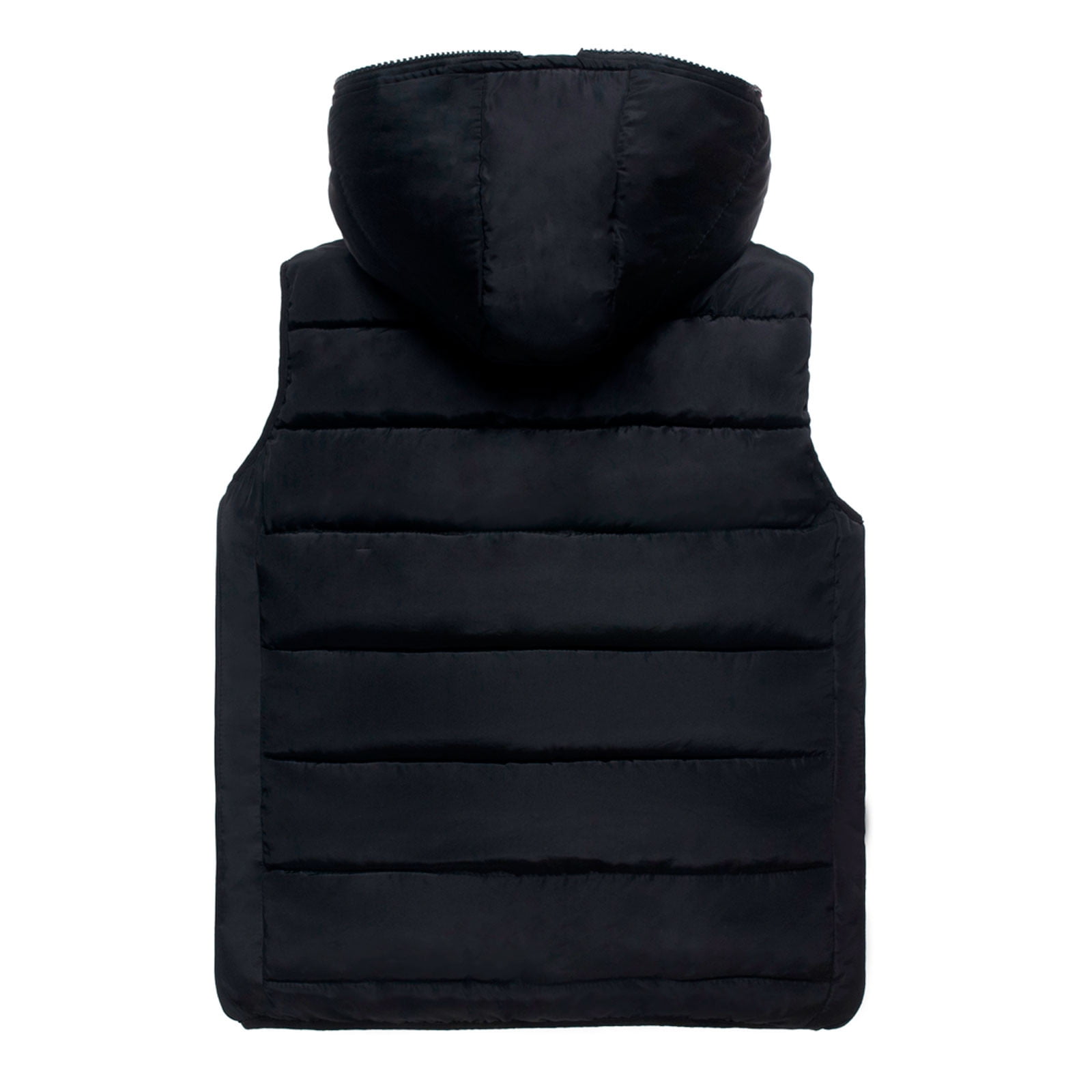 Mens Puffer Vest With Hood Relaxed Fit Quilted Outerwear Glossy Wind Resistant Winter Layer