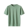 thumbnail image 1 of OGLCCG Men's Knit T-Shirts Short Sleeve Crewneck Fitted Business Shirt Casual Solid Color Comfy Textured Pullover Tees,XL,Green, 1 of 6