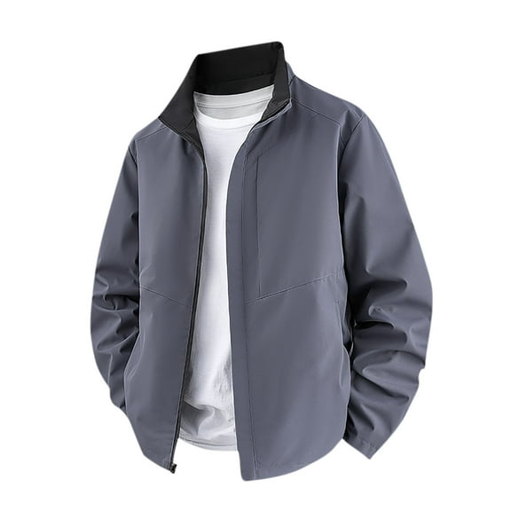 OGLCCG Men's Lightweight Jacket Casual Full Zipper Long Sleeve Fall Coats Lightweight Loose Fit Solid Color Outwear with Pockets