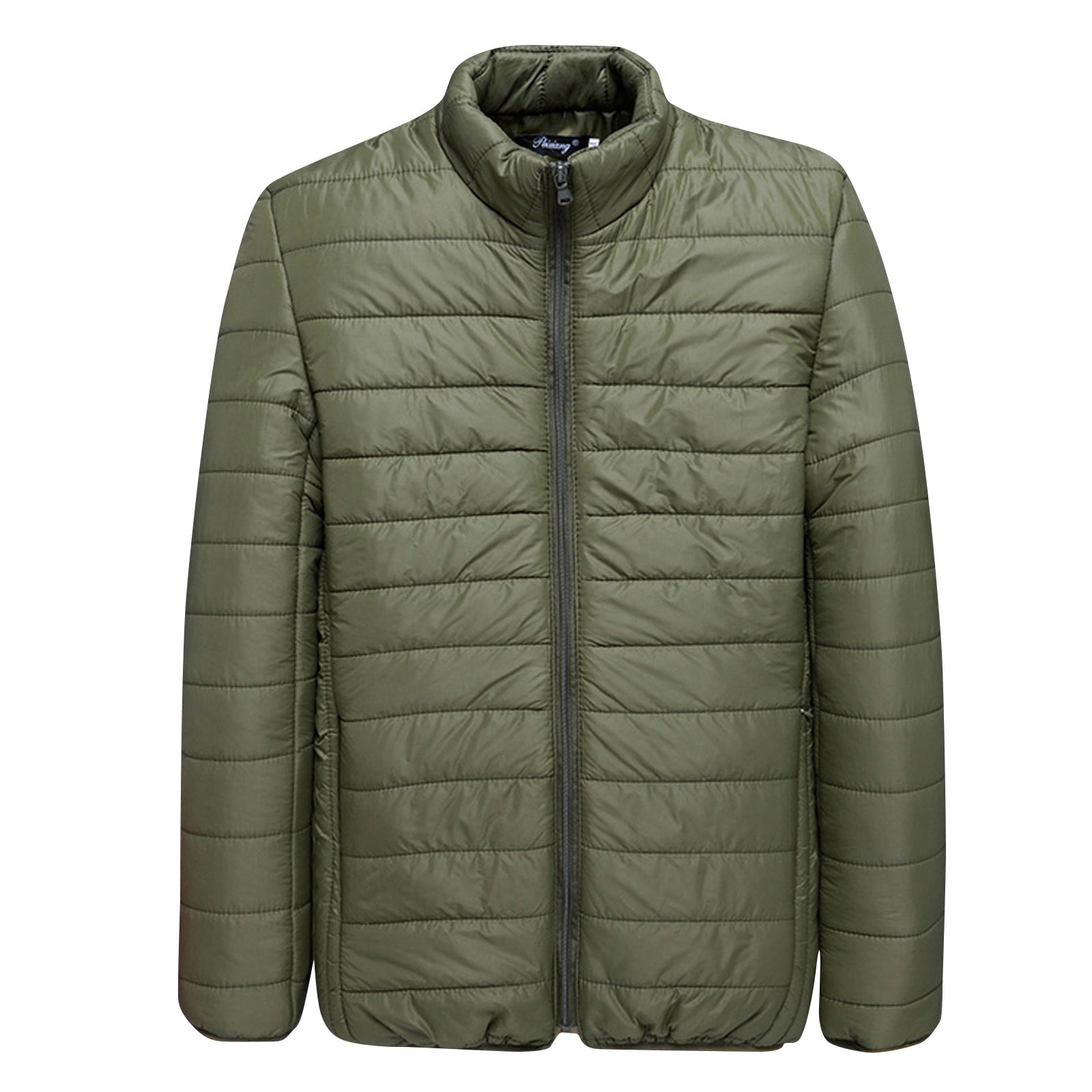 Mens Puffer Coat With Insulated Quilted Panels Loose Fit Stand Collar Full Zip For Modern Men main image 1