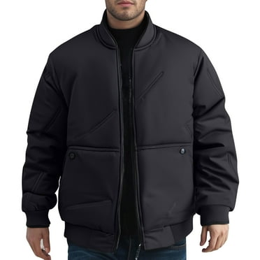 OGLCCG Men's Padded Jacket Full Zip Windproof Quilted Bomber Jackets with Pockets Casual Fall Winter Warm Down Coats Outwear,XXXL,Black