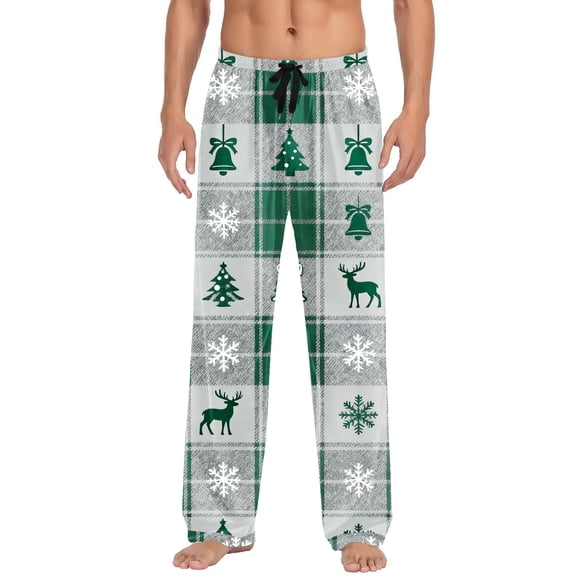 OGLCCG Men's Pajama Pants Elastic Waist Wide Leg Plaid Lounge Sleepwear Pants Loose Fit Straight Leg PJ Bottoms with Pockets