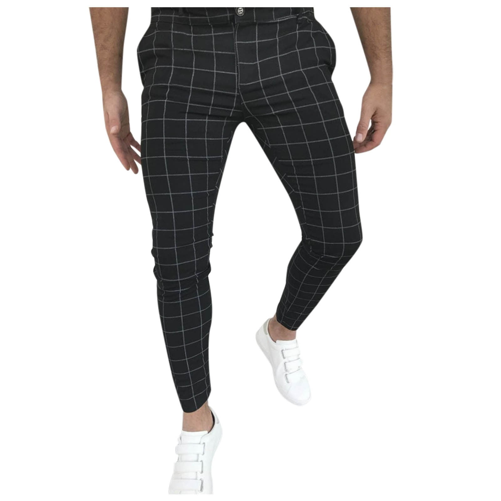 OGLCCG Men's Plaid Dress Pants Casual Slim Fit Stretch Fashion Straight