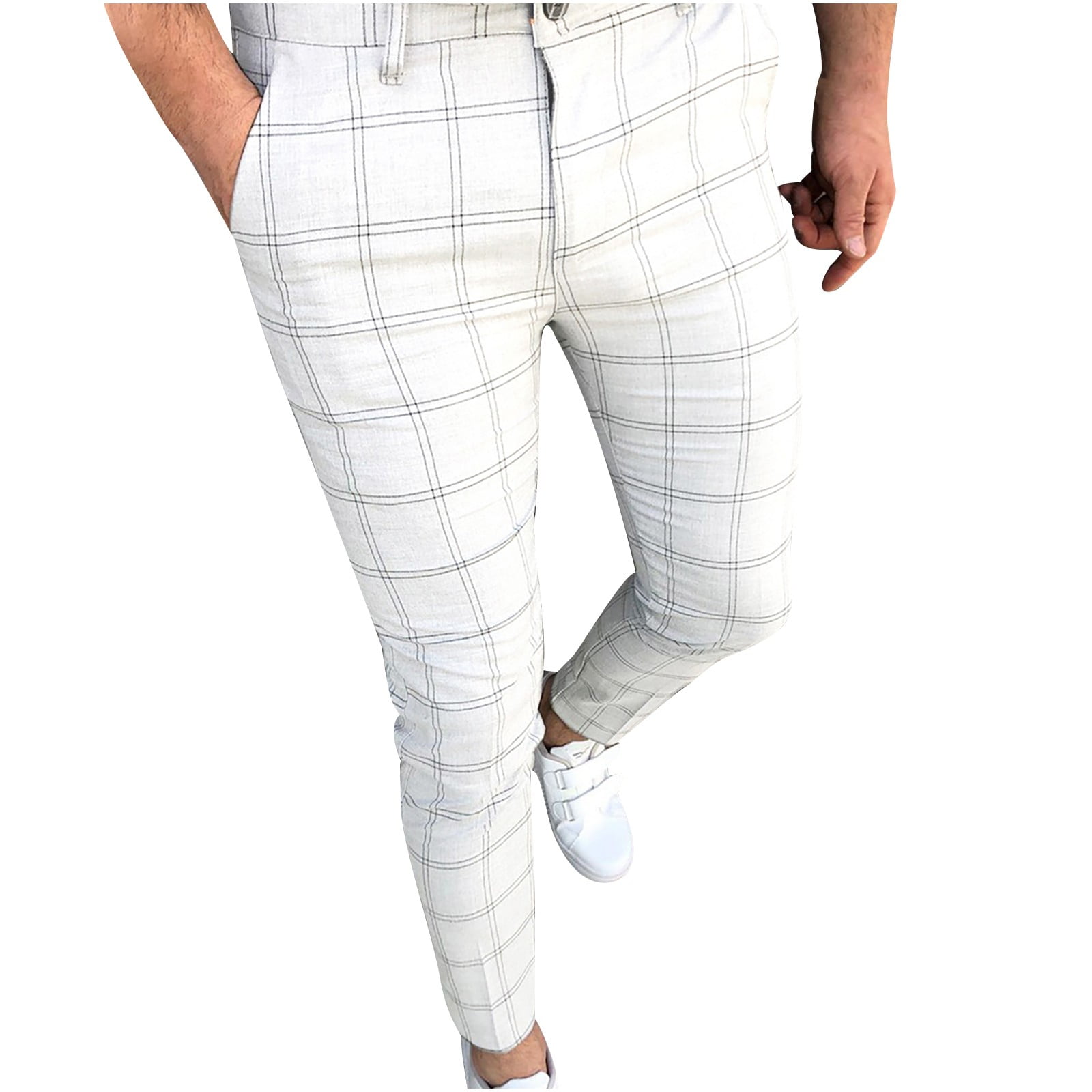 OGLCCG Men's Plaid Dress Pants Tapered Leg Chino Checkered Casual ...