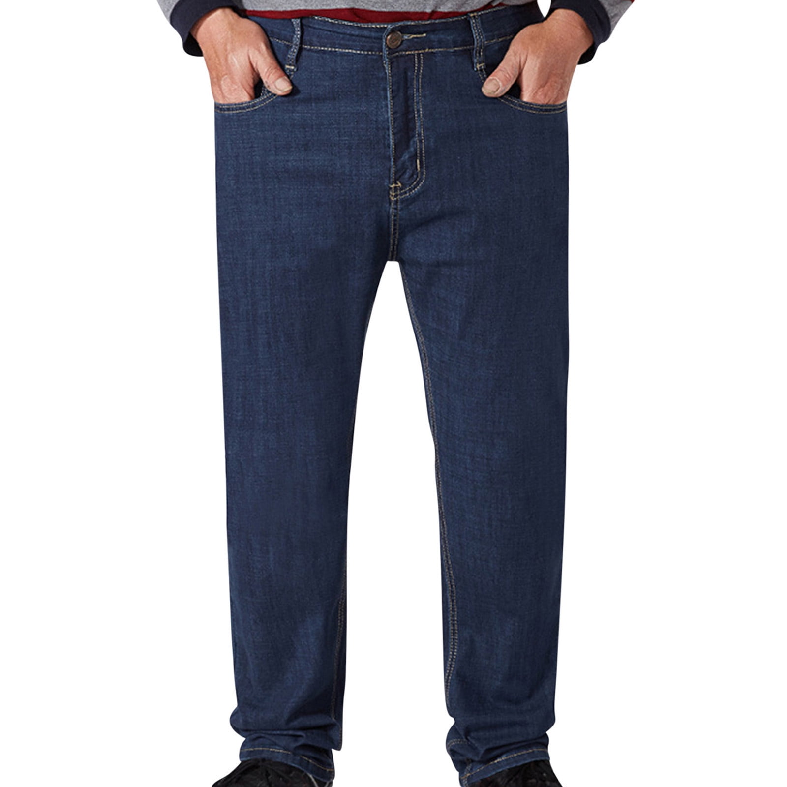 OGLCCG Men's Plus Size Denim Pants Casual Cotton Stretch High Waist ...