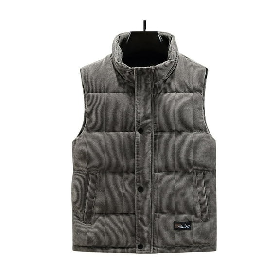 OGLCCG Men's Puffer Vest Winter Warm Padded Outerwear with Pockets Lightweight Warm Casual Thick Full Zipper Sleeveless Jacket