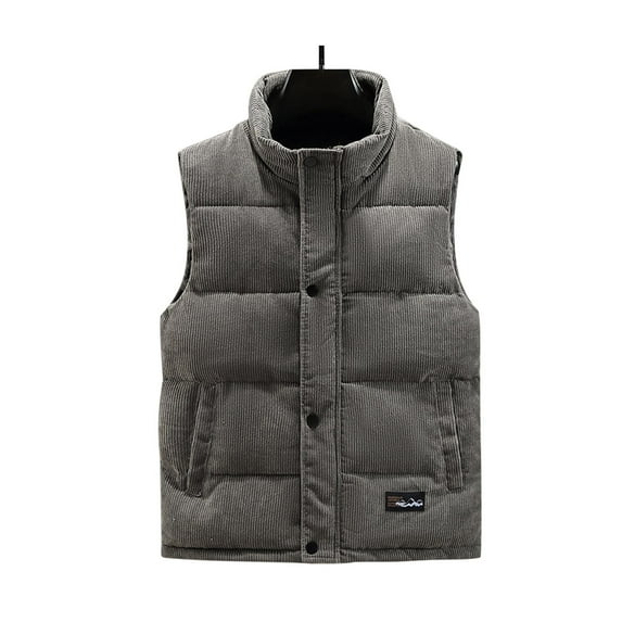 OGLCCG Men's Puffer Vest Winter Warm Padded Outerwear with Pockets Lightweight Warm Casual Thick Full Zipper Sleeveless Jacket