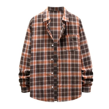 Mens Flannel Shirts Jacket Plaid Long Sleeve Button Down Casual Shirts ...