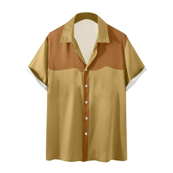 OGLCCG Men's Retro Bowling Shirts 50s Vintage Rockabilly Style Button Down Shirts Casual Summer Color Block Active Shirts