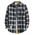 thumbnail image 1 of OGLCCG Men's Sherpa Lined Flannel Shirt Jacket Soft Long Sleeve Plaid Button Down Shackets Jackets 2023 Fall Fashion Thin Coat, 1 of 4