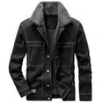 thumbnail image 1 of OGLCCG Men's Sherpa Lined Trucker Jacket Winter Thick Warm Fleece Denim Jackets Casual Button Down Coat Outerwear( Available in Big & Tall), 1 of 1