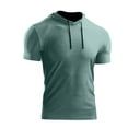 thumbnail image 1 of OGLCCG Men's Short Sleeve Hoodie Summer Performance Athletic Gym Workout Hooded T Shirts Lightweight Solid Color Stretch Pullover Sweatshirt,XL,Green, 1 of 5
