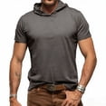 thumbnail image 1 of OGLCCG Men's Short Sleeve Summer Hoodies Casual Cotton Workout Pullovers Tops Lightweight Sport Gym Athletic Hooded Shirt,L,Gray, 1 of 6