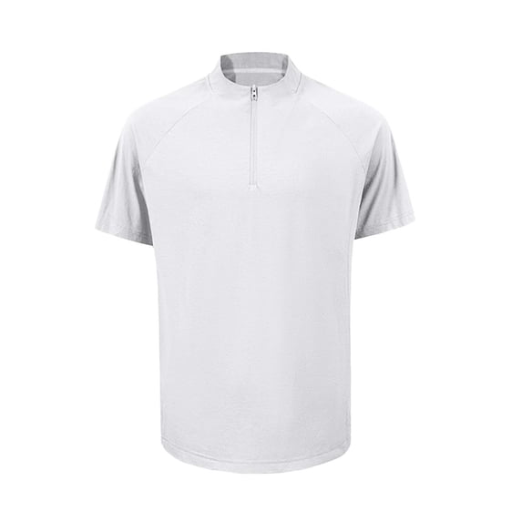 OGLCCG Men's Short Sleeve Sun Shirts UPF 50+ Tees 1/4 Zip Up Fishing Running Quick Dry T-Shirt Outdoor Athletic Workout Shirts,L,White