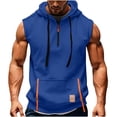 thumbnail image 1 of OGLCCG Men's Sleeveless Workout Hoodies Summer Half Zip Loose Workout Casual Tank Tops Gym Athletic Running Muscle Shirts,XXXL,Blue, 1 of 3