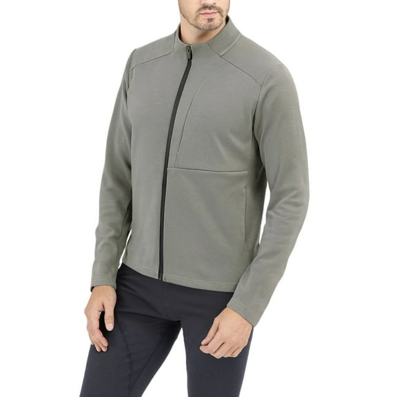 OGLCCG Men's Soft Shell Jacket Long Sleeve Full Zip Athletic Running Jacket Lightweight Stand Collar Workout Jackets with Pockets,M,Khaki