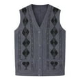 thumbnail image 1 of OGLCCG Men's Sweater Vest Classic Plaid Geometric V-Neck Sleeveless Button Front Knit Cardigan Vest Soft Crochet Pullover Sweater Vest, 1 of 3