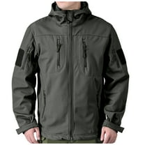 OGLCCG Men's Tactical Jacket Winter Warm Fleece Lined Water Resistant Hooded Raincoat with Pockets Casual Soft Shell Winter Coats