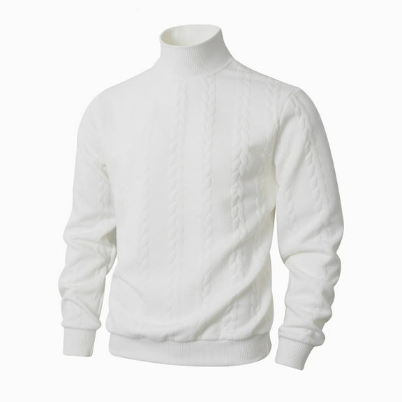 OGLCCG Men's Turtleneck Sweater Slim Fit Casual Warm Jacquard Twisted Knitted Pullover Sweaters Winter Soft Solid Color Sweaters