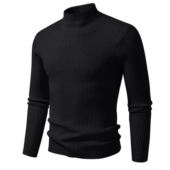 OGLCCG Men's Turtleneck Sweaters Long Sleeve Stretch Muscle Knit Pullover Tops Casual Slim Fit Winter Soft Basic Shirt Tops,M,Black