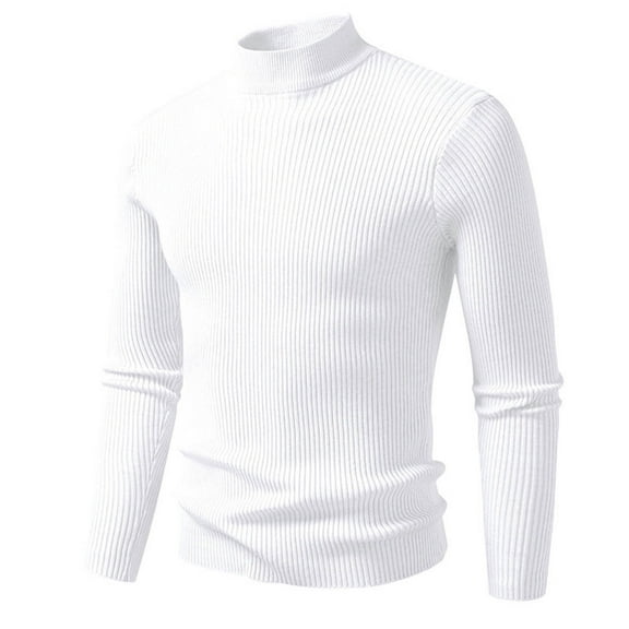 OGLCCG Men's Turtleneck Sweaters Long Sleeve Stretch Muscle Knit Pullover Tops Casual Slim Fit Winter Soft Basic Shirt Tops,XL,White
