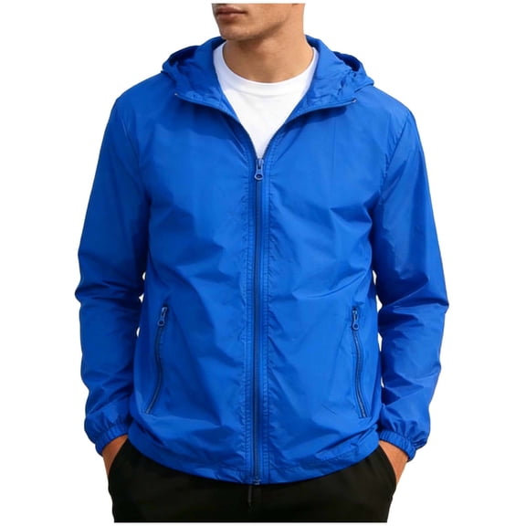 OGLCCG Men's UPF 50+ Sun Jacket Full Zip Long Sleeve UV Protection Jacket Summer Running Hiking Rash Guard Hooded Jackets,XL,Blue