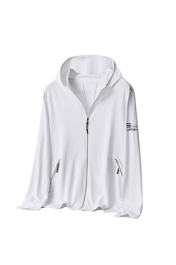 Men's UPF 50+ Sun Protection Jacket Summer Outdoor Fishing Hiking Windbreaker Jackets Lightweight Full Zip Hooded Shirts