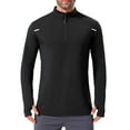 thumbnail image 1 of OGLCCG Men's UPF 50+ Sun Shirts 1/4 Zip Zip Long Sleeve UPF 50+ Sun Protection Lightweight Quick Dry Golf Shirts Outdoor Running Rash Guard T-Shirts,L,Black, 1 of 6