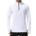 thumbnail image 1 of OGLCCG Men's UPF 50+ Sun Shirts 1/4 Zip Zip Long Sleeve UPF 50+ Sun Protection Lightweight Quick Dry Golf Shirts Outdoor Running Rash Guard T-Shirts,L,White, 1 of 6