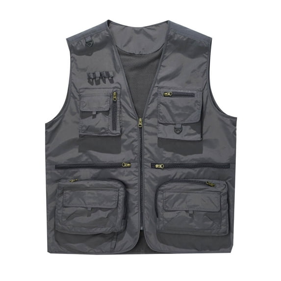 OGLCCG Men's Utility Fishing Cargo Vest Outdoor Fishing Safari Travel Photo Vest Lightweight Hiking Waistcoat With Multi Pockets