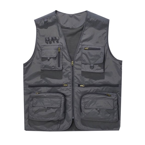 OGLCCG Men's Utility Fishing Cargo Vest Outdoor Fishing Safari Travel Photo Vest Lightweight Hiking Waistcoat With Multi Pockets