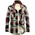 thumbnail image 1 of OGLCCG Men's Warm Sherpa Lined Fleece Plaid Flannel Shirt Jacket Casual Long Sleeve Button Down Coat Fall Winter Outerwear Big and Tall, 1 of 4