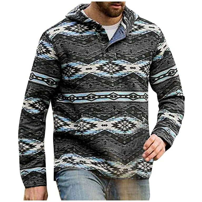 OGLCCG Men s Western Aztec Ethnic Style Hoodies Casual Long Sleeve