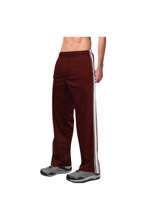 Men's Wide Leg Striped Sweatpants Elastic Waist Open Bottom Baggy Track Pants with Pockets Loose Fit Gym Workout Joggers Pants